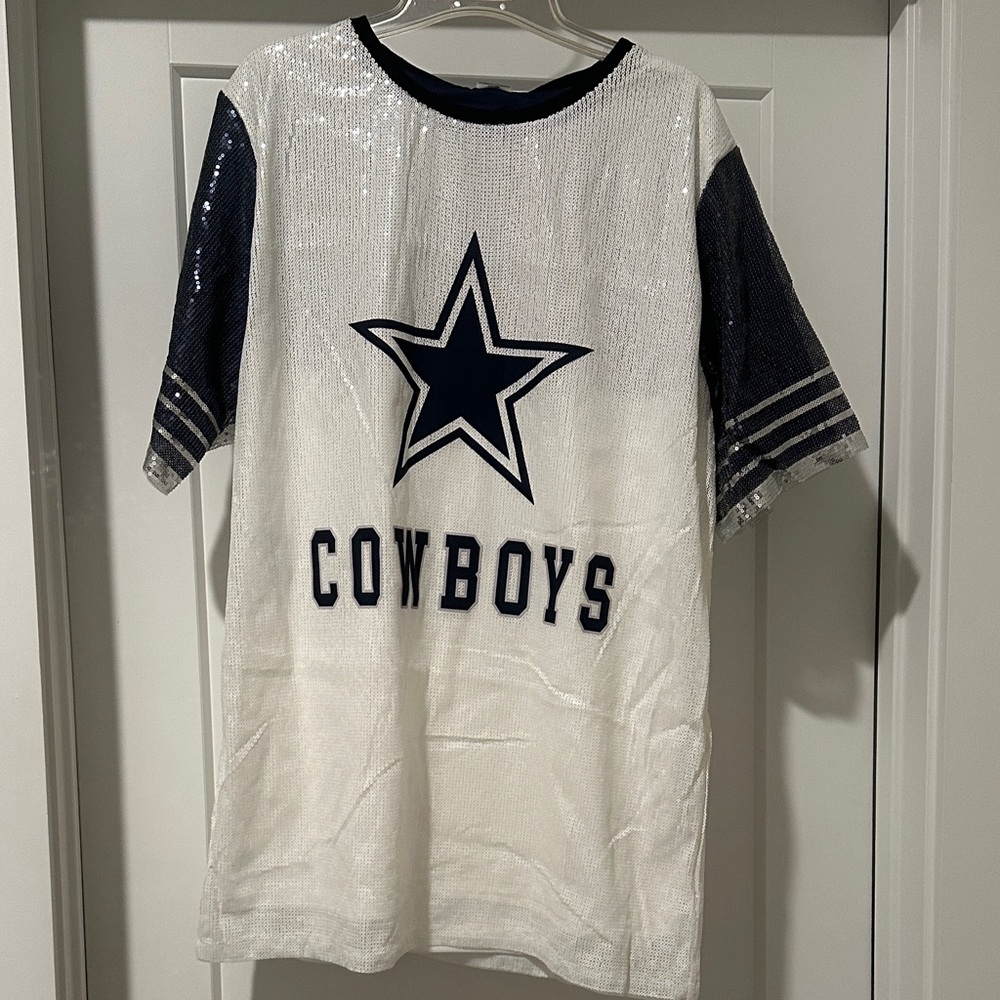 Cowboys Star Sequin Tunic - White and Navy